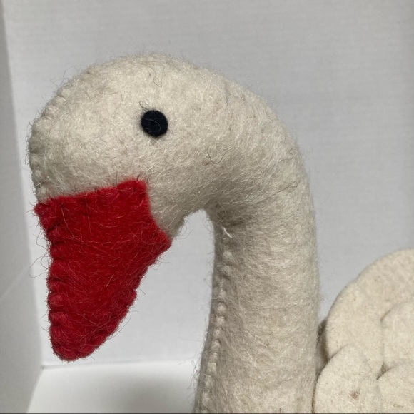Felt Wool Swan Beige And Orange. Weighted Door Stop Arcadia Home India - Picture 8 of 9